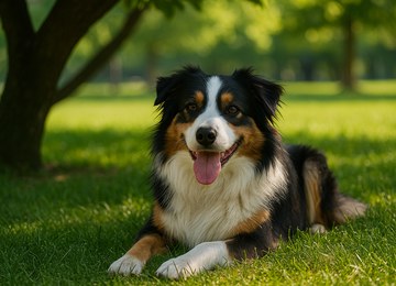 Parque e sombra (Australian Shepherd)